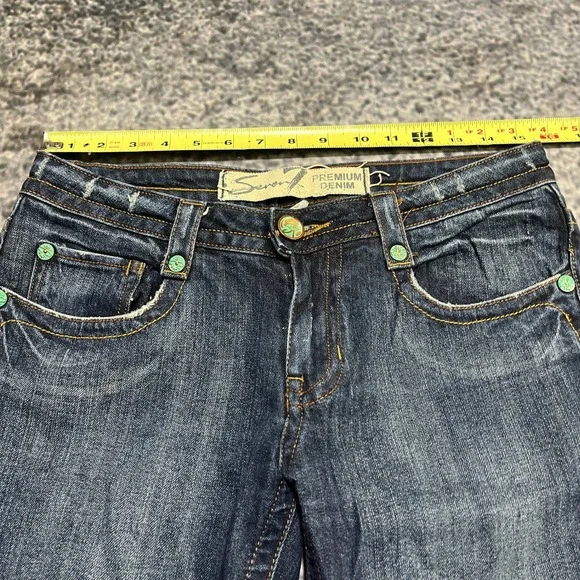 Seven7 Jeans Womens 30x34 Blue Low Rise Bootcut Flare Western Hippie Y2K - Picture 8 of 16